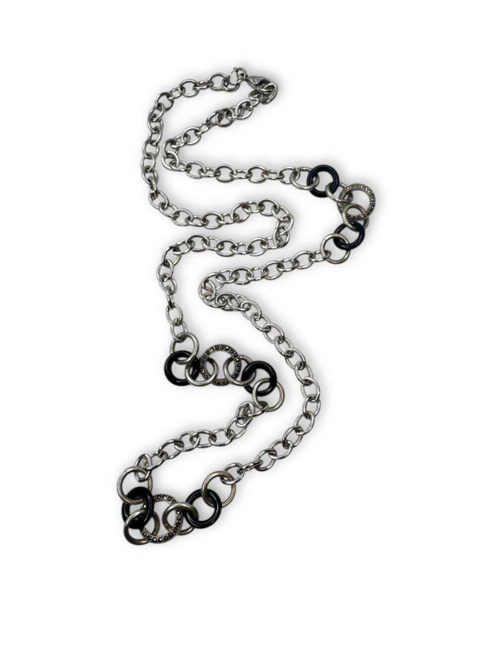 Judith Jack Sterling Silver Marcasite Black Necklace 30"
